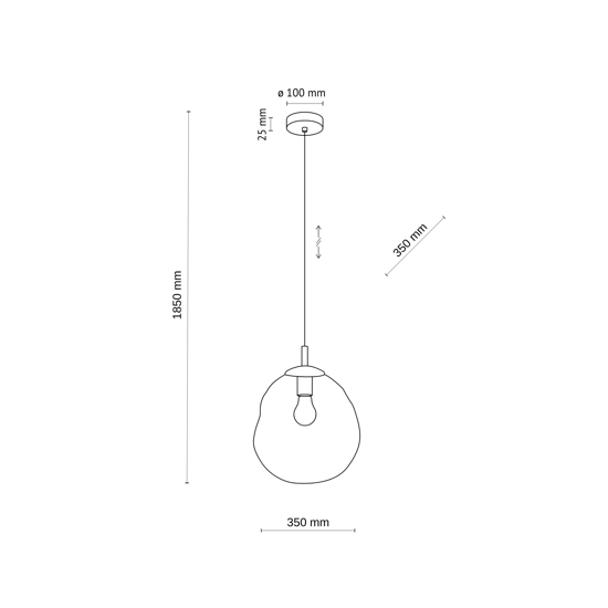 lampadario sfera di vetro cognac trasparente a sospensione design moderno